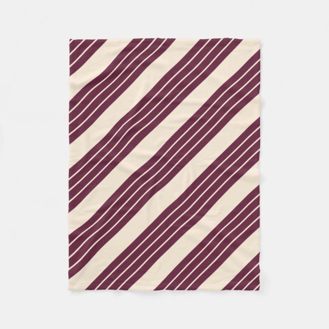 Couverture Polaire Rayures chocolat marron et blanc antique (Devant)