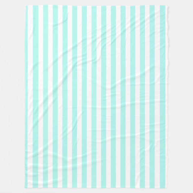 Couverture Polaire Rayures de bonbon turquoise et blanc (Devant)