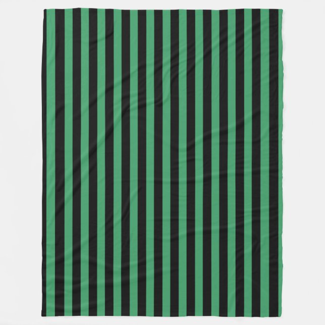 Couverture Polaire Rayures de bonbon vertes et noires (Devant)