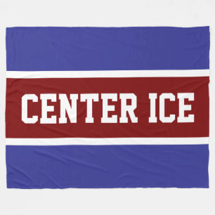 Couverture Polaire RAYURES DE HOCKEY Bleu foncé Rouge Blanc au CENTRE