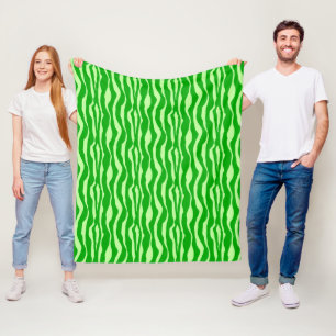 Couverture Polaire Rayures de zèbre - Nuances de vert citron