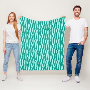 Couverture Polaire Rayures de zèbre - Turquoise et Aqua