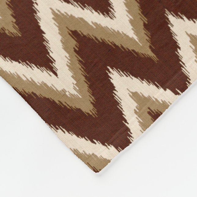 Couverture Polaire Rayures d'Ikat Chevron - brun chocolat et beiges (Coin)