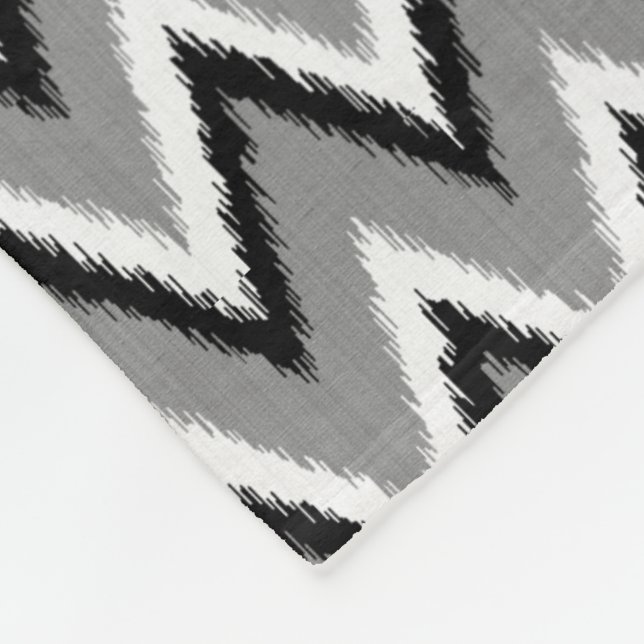 Couverture Polaire Rayures d'Ikat Chevron - grises/gris, noir et (Coin)