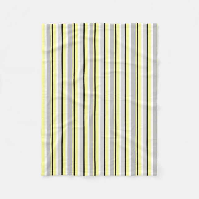 Couverture Polaire Rayures grises et jaunes (Devant)