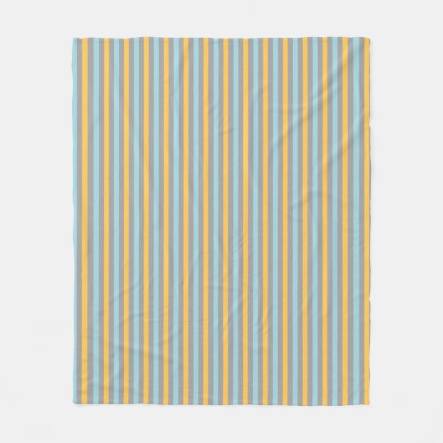 Couverture Polaire Rayures grises et jaunes turquoise (Devant)