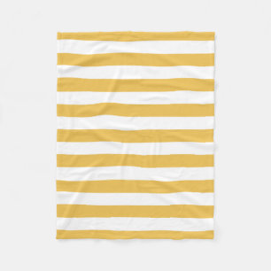 Couverture Polaire Rayures horizontales larges jaunes et blanches à
