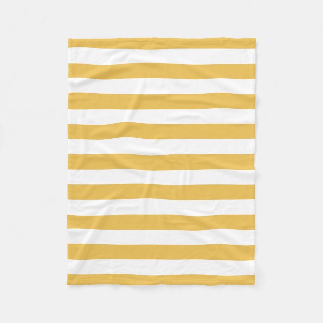 Couverture Polaire Rayures horizontales larges jaunes et blanches à (Devant)