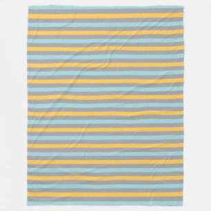 Couverture Polaire Rayures horizontales turquoise, grises et jaunes
