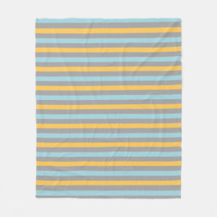 Couverture Polaire Rayures horizontales turquoise, grises et jaunes