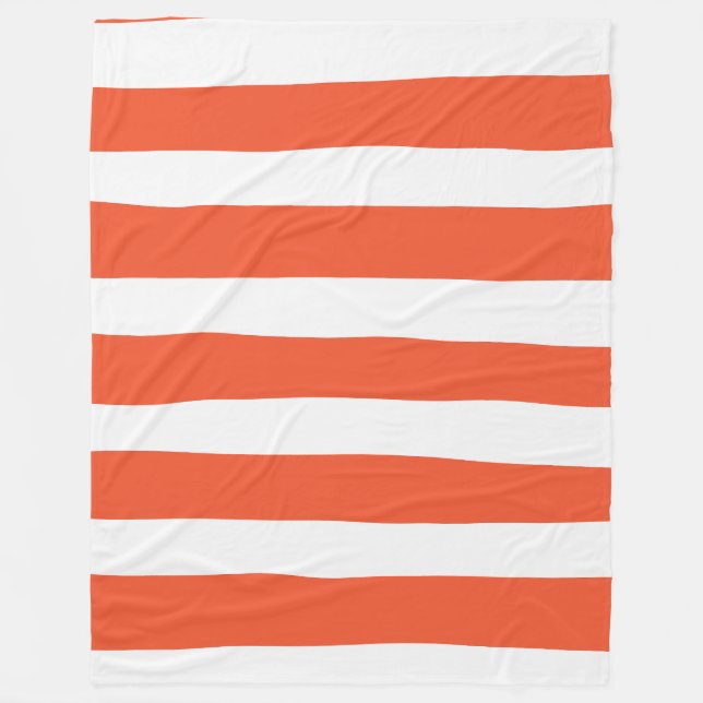 Couverture Polaire Rayures irrégulières - Orange et Blanc (Devant)