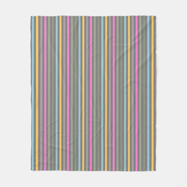 Couverture Polaire Rayures Modernes dans des Tons Pastel et Gris (Devant)