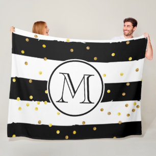 Couverture Polaire Rayures noires et blanches