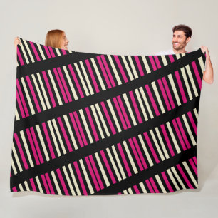 Couverture Polaire Rayures noires roses enes ivoire