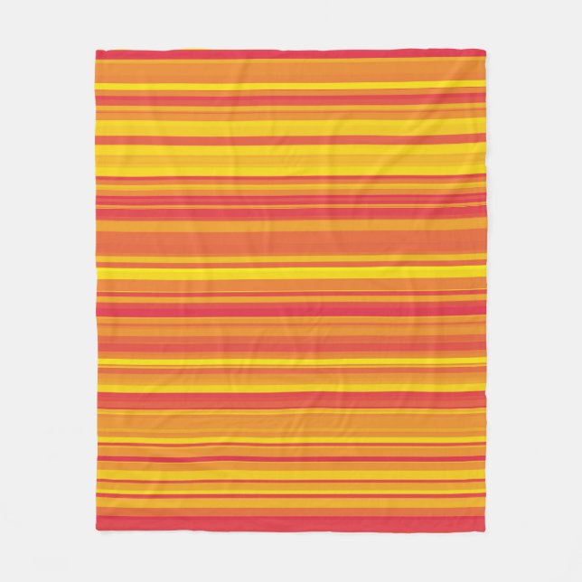 Couverture Polaire Rayures Orange Rouge Jaune (Devant)