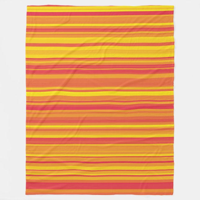 Couverture Polaire Rayures Orange Rouge Jaune (Devant)