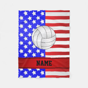 Couverture Polaire Rayures patriotiques d'étoiles de volleyball nomm