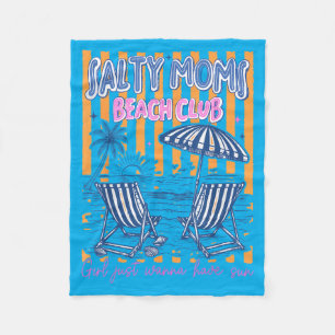 Couverture Polaire Rayures Rétro Salty Moms Beach Club Ambiance Estiv