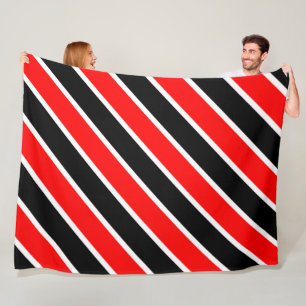 Couverture Polaire Rayures rouges blanches noires