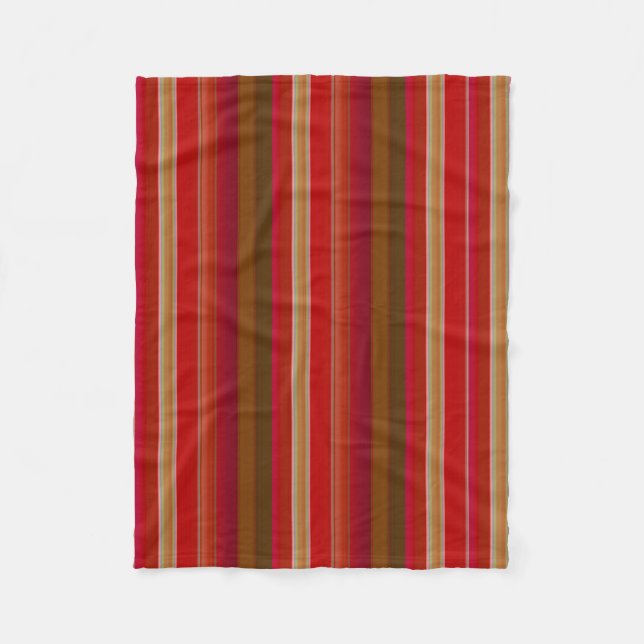 Couverture Polaire Rayures rouges et dorées (Devant)