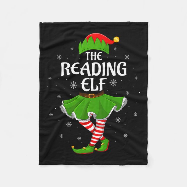 Couverture Polaire Reading Elf Christmas Family Girls Women Elf Squad (Devant)