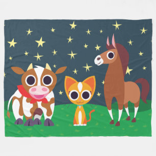 Couverture Polaire Reba, Purrl, et Zora la nuit