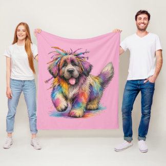 Couverture Polaire Rebelle Arc-en-ciel Aquarelle Newf