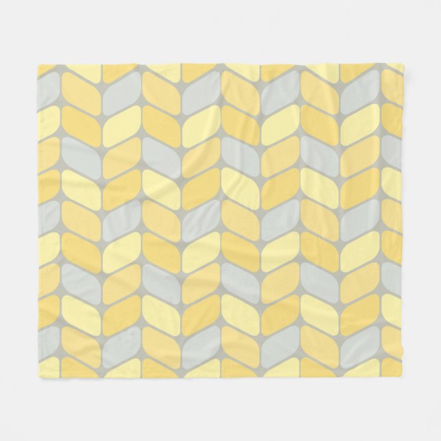 Couverture Polaire Rectangles diagonales vintages gris jaune (Devant (Horizontal))