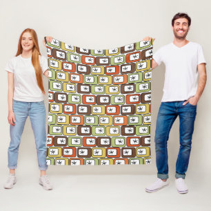 Couverture Polaire Rectangles rétro avec Starbursts