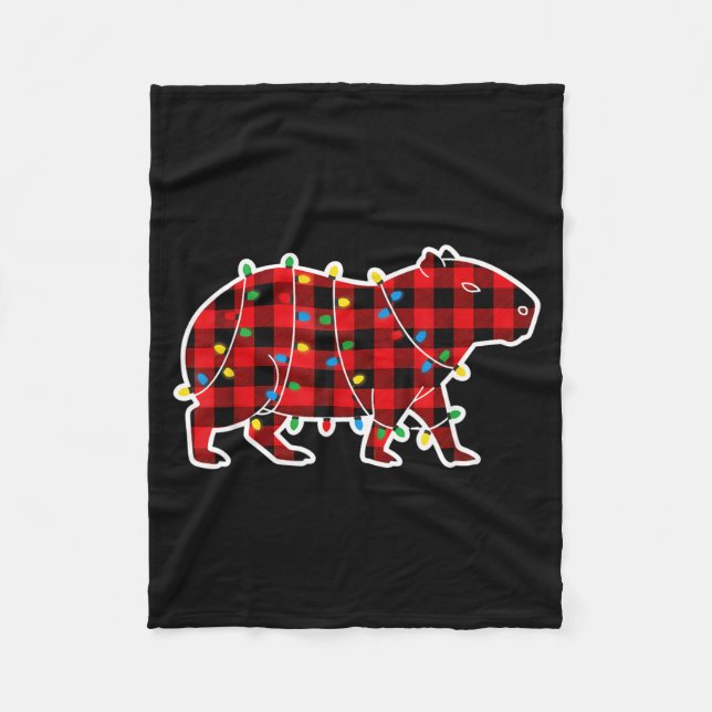 Couverture Polaire Red And Black Buffalo Plaid Capybara Christmas Lig (Devant)