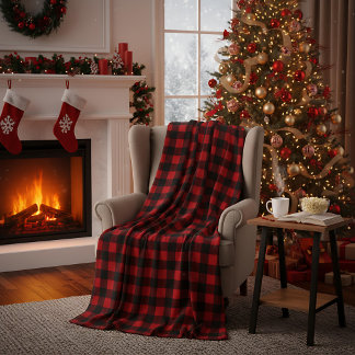 Couverture Polaire Red and Black Buffalo Plaid Christmas Check