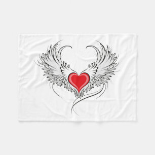 Couverture Polaire Red Angel Coeur avec ailes