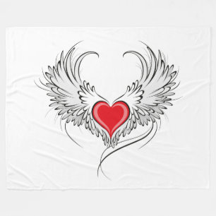 Couverture Polaire Red Angel Coeur avec ailes