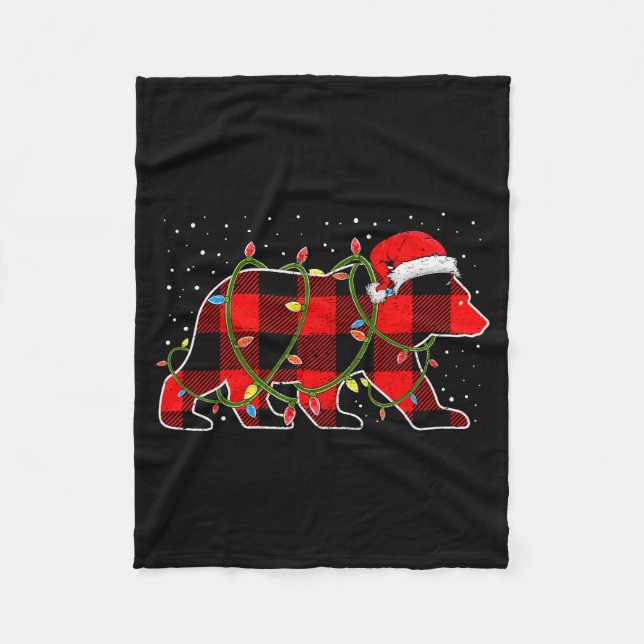 Couverture Polaire Red Buffalo Plaid Christmas Tree Light Bear Pajama (Devant)