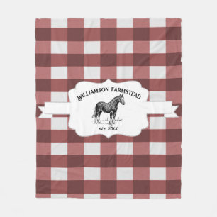 Couverture Polaire Red Buffalo Plaid Farm Horse Fleece Blanche