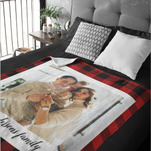 Couverture Polaire Red Buffalo Plaid & Nom Personnel Et Photo