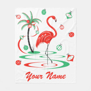 Couverture Polaire Red Christmas Flamant rose Nom fleece