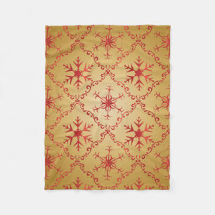 Couverture Polaire Red Christmas Stars on Gold