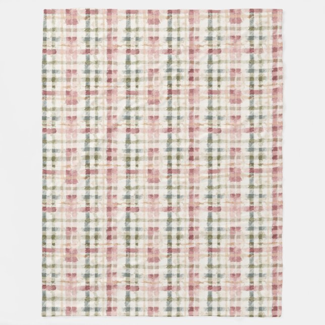 Couverture Polaire Red Cream Plaid Stripes Birthday (Devant)