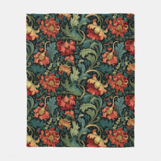 Couverture Polaire Red Floral William Morris print