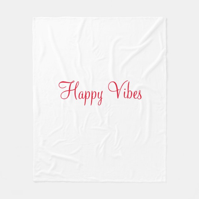 Couverture Polaire Red happy vibes vacances simple minimum calligraph (Devant)