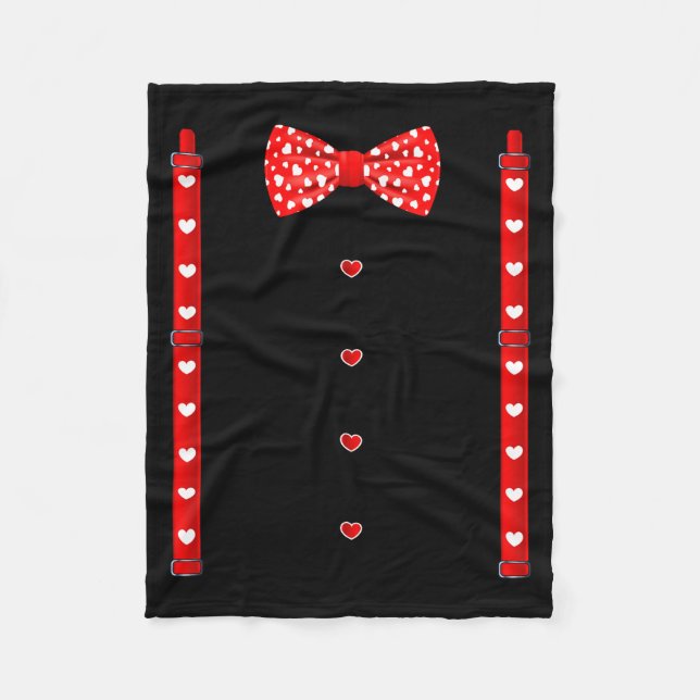 Couverture Polaire Red Hearts Bow Tie Suspenders Valentines Day Costu (Devant)