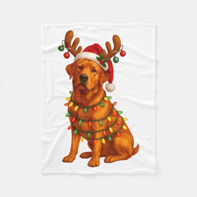 Couverture Polaire Red Lab Christmas Tree Light Pajama Labrador Dog L (Devant)