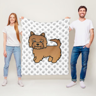 Couverture Polaire Red Norwich Terrier Cartoon Chien & Paws