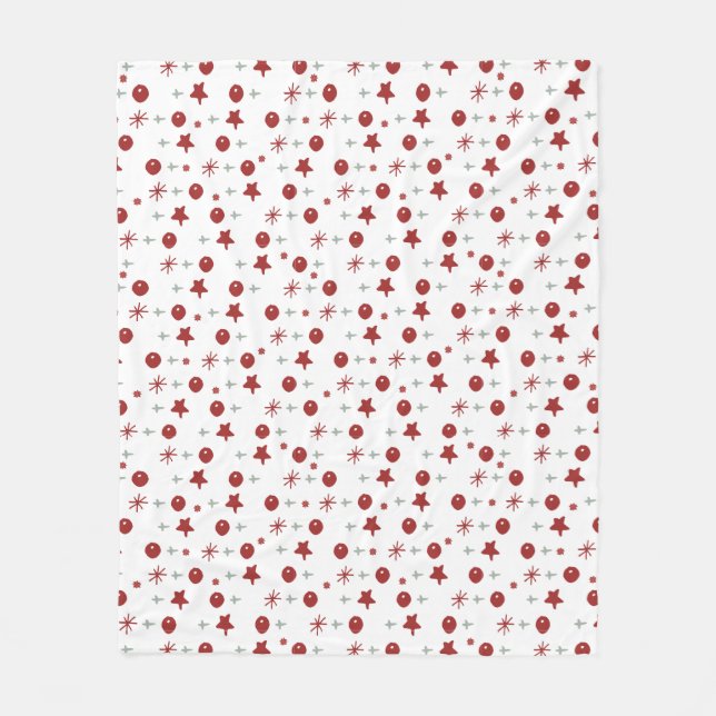 Couverture Polaire Red Ornaments & Stars Christmas Fleece Blanket (Devant)
