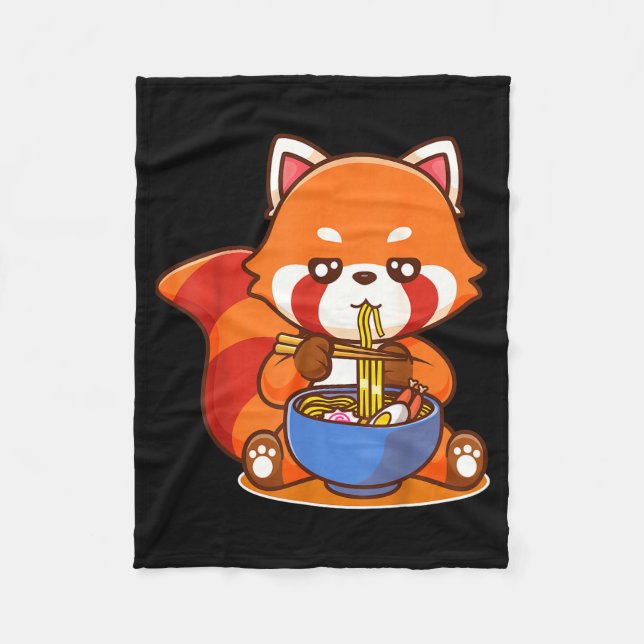 Couverture Polaire Red Panda Eating Ramen Japanese Soup Zoo Animal Zo (Devant)