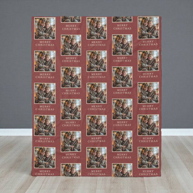 Couverture Polaire Red Photo Holiday Merry Christmas  (Créateur téléchargé)