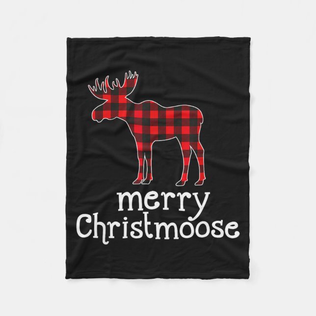 Couverture Polaire Red Plaid Merry Christmoose Christmas T Shirt Moos (Devant)