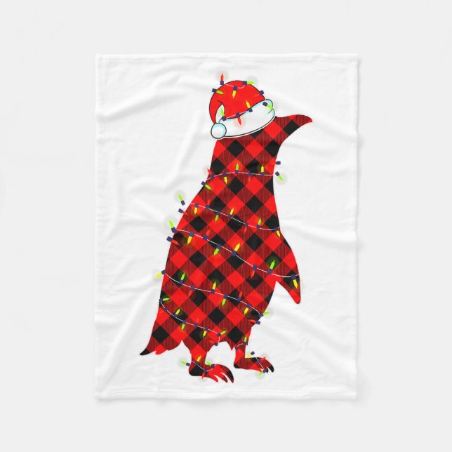 Couverture Polaire Red Plaid Penguin Christmas Lights Pajamas Adult K (Devant)