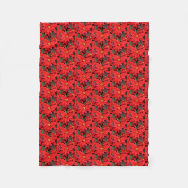 Couverture Polaire Red Poinsettias I Christmas Holiday Floral Photo (Devant)